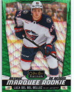 2024-25 OPC Platinum MARQUEE ROOKIE EMERALD SURGE 01/10 #231 Luca Del Bel Belluz RC Blue Jackets