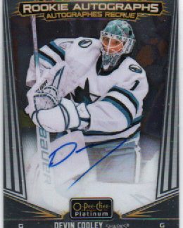 2024-25 OPC Platinum ROOKIE AUTOGRAPHS #R-CO Devin Cooley (G) Sharks RC