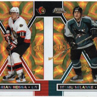 2002-03 Pacific EXCLUSIVE GOLD DOUBLE Un-CUT Teemu Selanne Sharks - Marian Hossa Senators #152 ja 122