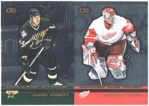 2002-03 Pacific Heads UP DOUBLE Un-CUT Jason Arnott Stars - Dominik Hasek (G) Red Wings #37 ja 42