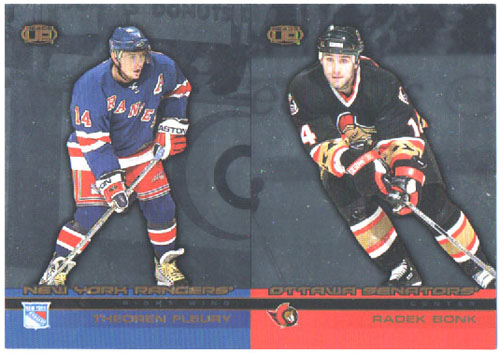 2002-03 Pacific Heads UP DOUBLE Un-CUT Theoren Fleury Rangers - Radek Bonk Senators #79 ja 85