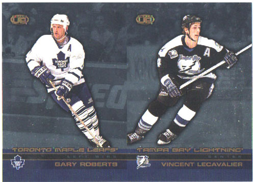 2002-03 Pacific Heads UP DOUBLE Un-CUT Gary Roberts Maple Leafs - Vincent Lecavalier Lightning #117 ja 112