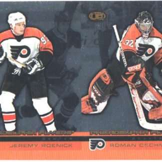 2002-03 Pacific Heads UP DOUBLE Un-CUT Jeremy Roenick Flyers - Roman Cechmanek (G) Flyers #93 ja 89