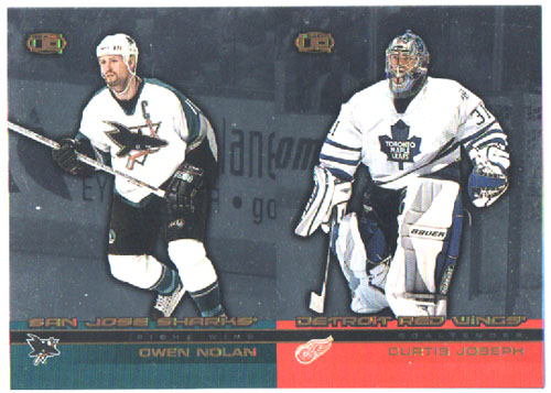 2002-03 Pacific Heads UP DOUBLE Un-CUT Owen Nolan Sharks - Curtis Joseph (G) Maple Leafs #109 ja 44