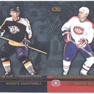 2002-03 Pacific Heads UP DOUBLE Un-CUT Scott Hartnell Predators - Doug Gilmour Canadiens #68 ja 63
