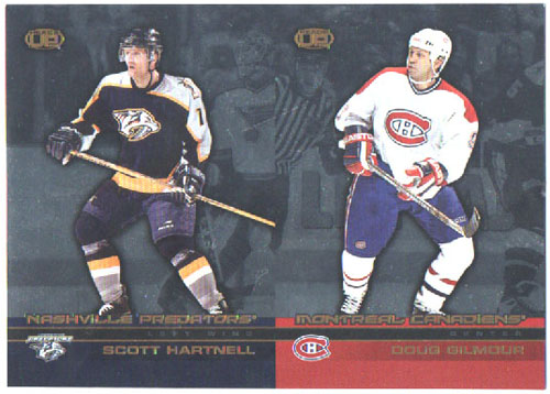 2002-03 Pacific Heads UP DOUBLE Un-CUT Scott Hartnell Predators - Doug Gilmour Canadiens #68 ja 63