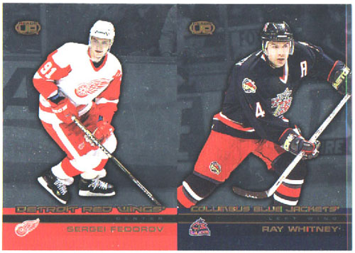 2002-03 Pacific Heads UP DOUBLE Un-CUT Sergei Fedorov Red Wings- Ray Whitney Blue Jackets #41 ja 36