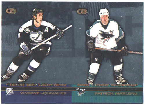 2002-03 Pacific Heads UP DOUBLE Un-CUT Vincent Lecavalier Lightning - Patrick Marleau Sharks #112 ja 107