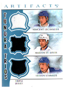 2012-13 Artifacts Hockey TUNDRA TRIOS JERSEYS Lecavalier- St.Louis- Stamkos Lightnings #TT3-LSS