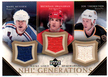 2005-06 Upper Deck NHL GENERATIONS GAME USED JERSEYS Messier-Shanahan-Thornton #T-MST