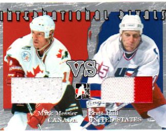 2006-07 In The Game Used INTERNATIONAL RIVALS  VS. JERSEYS Mark Messier-Brett Hull #IR-16