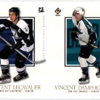 2002-03 Pacific Private Stock GOLD DOUBLE Un-CUT Vincent Lecavalier Lightning - Vincent Damphousse Sharks #91 ja 86
