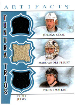 2012-13 Artifacts Hockey TUNDRA TRIOS JERSEYS Staal- Fleury (G) - Malkin Penguins #TT3-FMS