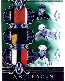 2010-11 Artifacts Hockey EMERALD TRIPLE AUTHENTIC 3-Color PATCHES 25/40 Tavares-Arnott-Horton #TT3-OSH
