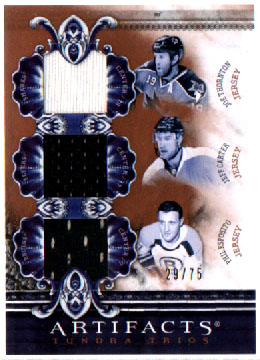 2010-11 Artifacts Hockey TUNDRA TRIOS GOLD JERSEYS 29/75 Thornton- Carter- Esposito #TT3-SSMA