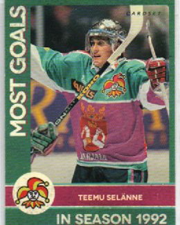 BONUS 65,00€, 2013-14 Cardset MOST GOALS #MG22 1992 Teemu Selänne Jokerit