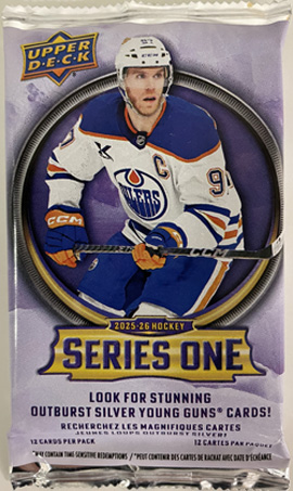 2025-26 Upper Deck Hockey Series 1 RETAIL 12-Card Pack Pussi (UUTUUS)