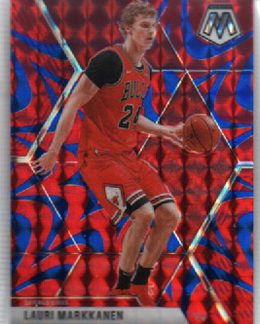 2019-20 NBA Panini Mosaic REACTIVE BLUE Prizm #97 Lauri Markkanen Chicago Bulls