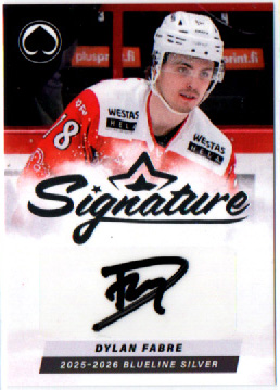 2025-26 BlueLine Series 2 SIGNATURE SILVER 26/80 #AU-DF Dylan Fabre ÄSSÄT