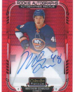 2025-26 O-Pee-Chee Platinum Hockey RED PRISM 15/35 AUTOGRAPH #R-MS Matthew Schaefer RC Islanders