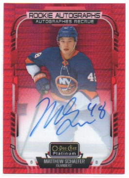 2025-26 O-Pee-Chee Platinum Hockey RED PRISM 15/35 AUTOGRAPH #R-MS Matthew Schaefer RC Islanders