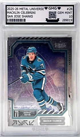 2024-25 UD Metal Universe - GEM MINT 10 #28 Macklin Celebrini RC Sharks